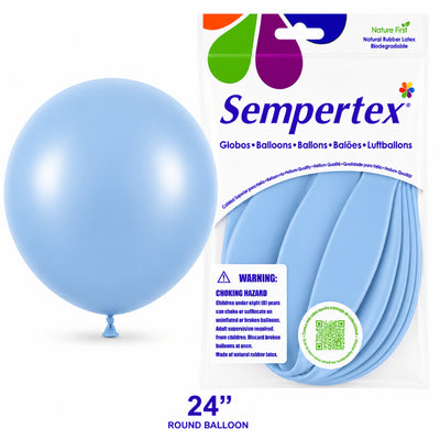 Sempertex Latex Balloons - Pastel Matte Blue - Pack Of 3 - 24 Inch (Uninflated)