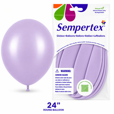 Sempertex Latex Balloons - Pastel Matte Lilac - Pack Of 3 - 24 Inch (Uninflated)