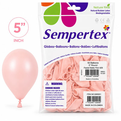 Sempertex Latex Balloons - Pastel Matte Pink - Pack Of 50 - 5 Inch (Uninflated)