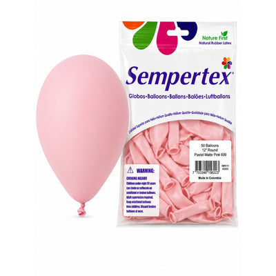 Sempertex Latex Balloons - Pastel Matte Pink - Pack Of 50 - 12 Inch (Uninflated)