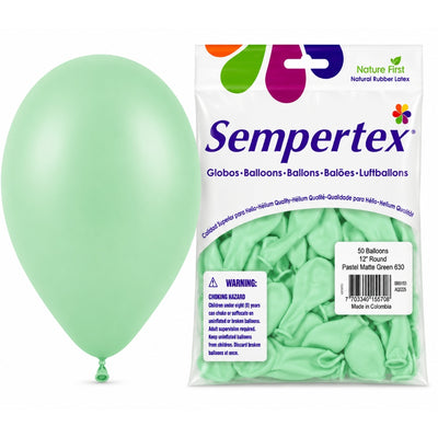 Sempertex Latex Balloons - Pastel Matte Green - Pack Of 50 - 12 Inch (Uninflated)