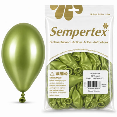 Sempertex Latex Balloons - Reflex Lime Green - Pack Of 50 - 12 Inch (Uninflated)