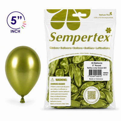 Sempertex Latex Balloons - Reflex Lime Green - Pack Of 50 - 5 Inch (Uninflated)