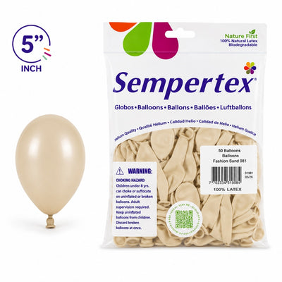 Sempertex Latex Balloons - White Sand - Pack Of 50 - 5 Inch (Uninflated)