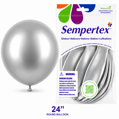 Sempertex Latex Balloons - Reflex Silver - Pack Of 3 - 24 Inch (Uninflated)