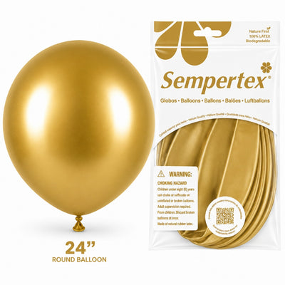 Sempertex Latex Balloons - Reflex Gold - Pack Of 3 - 24 Inch (Uninflated)