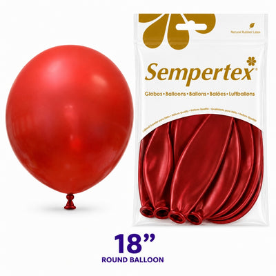 Sempertex Latex Balloons - Reflex Crystal Red - Pack Of 6 - 18 Inch (Uninflated)
