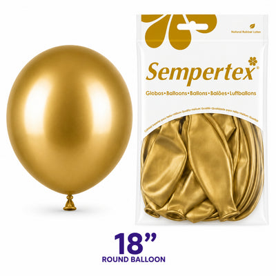 Sempertex Latex Balloons - Reflex Gold - Pack Of 6 - 18 Inch (Uninflated)