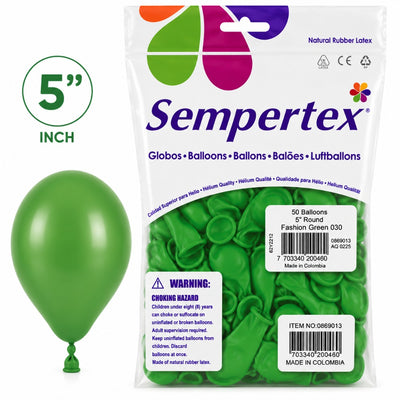 Sempertex Latex Balloons - Green - Pack Of 50 - 5 Inch (Uninflated)