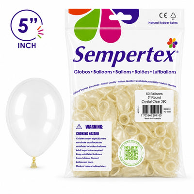 Sempertex Latex Balloons - Crystal Clear - Pack Of 50 - 5 Inch (Uninflated)