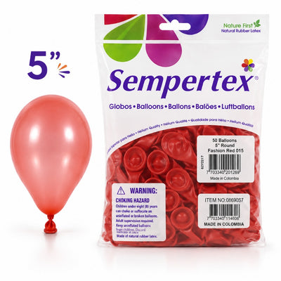 Sempertex Latex Balloons - Red - Pack Of 50 - 5 Inch (Uninflated)