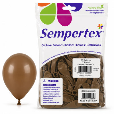 Sempertex Latex Balloons - Coffee - Pack Of 50 - 5 Inch (Uninflated)