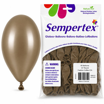 Sempertex Latex Balloons - Coffee - Pack Of 50 - 12 Inch (Uninflated)