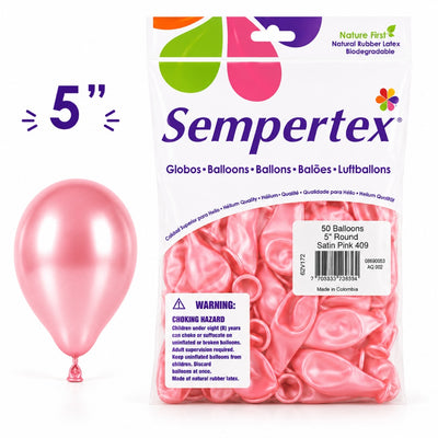 Sempertex Latex Balloons - Satin Pink - Pack Of 50 - 5 Inch (Uninflated)