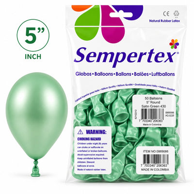 Sempertex Latex Balloons - Satin Green - Pack Of 50 - 5 Inch (Uninflated)