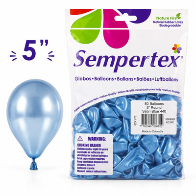 Sempertex Latex Balloons - Satin Blue - Pack Of 50 - 5 Inch (Uninflated)