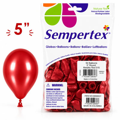 Sempertex Latex Balloons - Metallic Red - Pack Of 50 - 5 Inch (Uninflated)