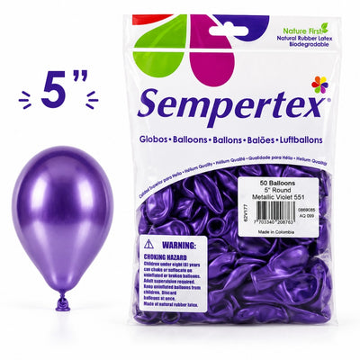 Sempertex Latex Balloons - Metallic Violet - Pack Of 50 - 5 Inch (Uninflated)