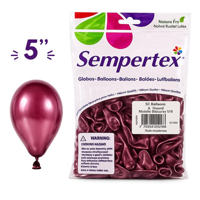 Sempertex Latex Balloons - Metallic Burgundy - Pack Of 50 - 5 Inch (Uninflated)