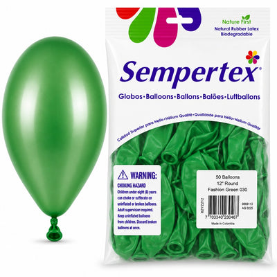 Sempertex Latex Balloons - Green - Pack Of 50 - 12 Inch (Uninflated)