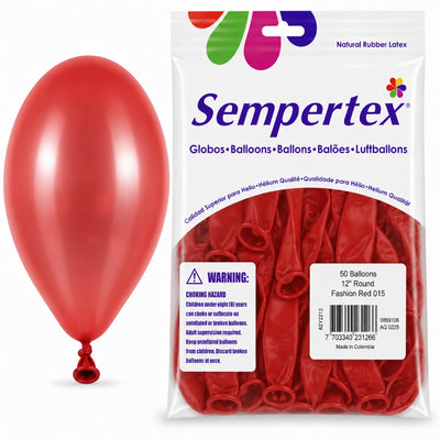 Sempertex Latex Balloons - Red - Pack Of 50 - 12 Inch (Uninflated)
