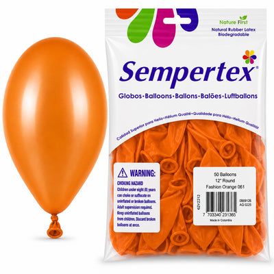 Sempertex Latex Balloons - Orange - Pack Of 50 - 12 Inch (Uninflated)
