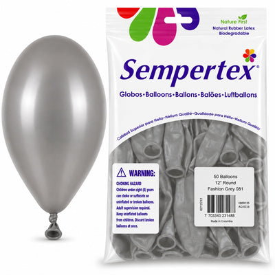 Sempertex Latex Balloons - Grey - Pack Of 50 - 12 Inch (Uninflated)