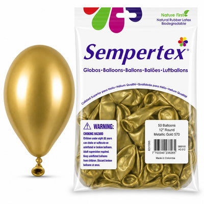 Sempertex Latex Balloons - Metallic Gold - Pack Of 50 - 12 Inch (Uninflated)