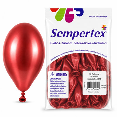 Sempertex Latex Balloons - Metallic Red - Pack Of 50 - 12 Inch (Uninflated)