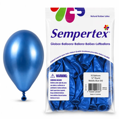 Sempertex Latex Balloons - Metallic Blue - Pack Of 50 - 12 Inch (Uninflated)