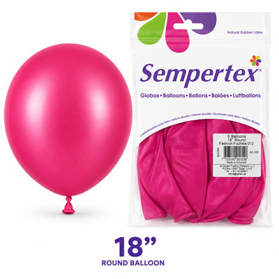 Sempertex Latex Balloons - Fuchsia - Pack Of 6 - 18 Inch (Uninflated)