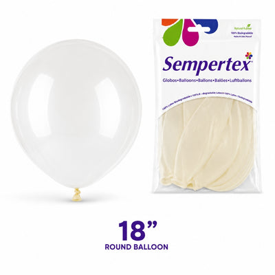 Sempertex Latex Balloons - Crystal Clear - Pack Of 6 - 18 Inch (Uninflated)