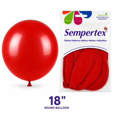 Sempertex Latex Balloons - Red - Pack Of 6 - 18 Inch (Uninflated)