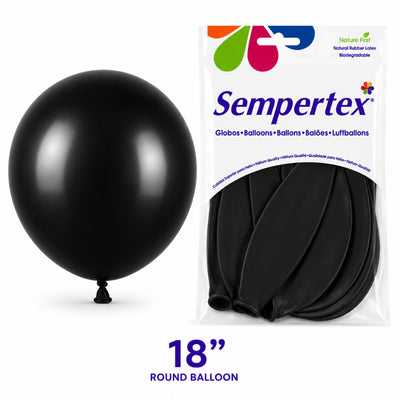 Sempertex Latex Balloons - Black - Pack Of 6 - 18 Inch (Uninflated)