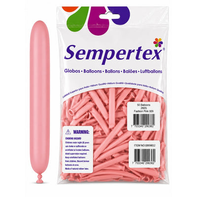 Sempertex Long Latex Twisting Balloons - Pink - Pack Of 50 (Uninflated)