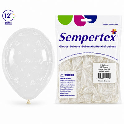 Sempertex Angels Printed Latex Balloons - Crystal Clear - Pack Of 12 - 12 Inch (Uninflated)