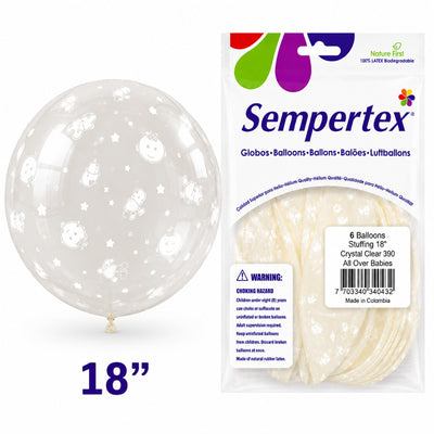 Sempertex Babies Printed Latex Balloons - Crystal Clear - Pack Of 6 - 18 Inch (Uninflated)