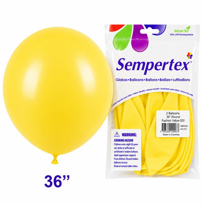 Sempertex Latex Balloons - Yellow - Pack Of 2 - 36 Inch (Uninflated)