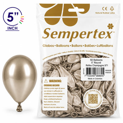 Sempertex Latex Balloons - Reflex Champagne - Pack Of 50 - 5 Inch (Uninflated)