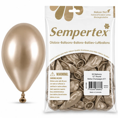 Sempertex Latex Balloons - Reflex Champagne - Pack Of 50 - 12 Inch (Uninflated)