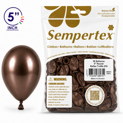Sempertex Latex Balloons - Reflex Truffle - Pack Of 50 - 5 Inch (Uninflated)