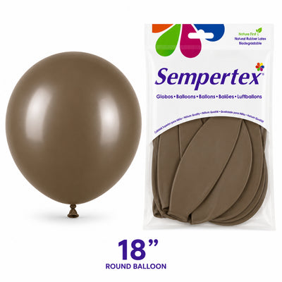 Sempertex Latex Balloons - Coffee - Pack Of 6 - 18 Inch (Uninflated)