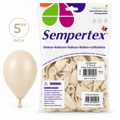 Sempertex Latex Balloons - Pastel Dusk Cream - Pack Of 50 - 5 Inch (Uninflated)