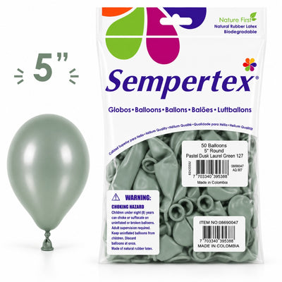 Sempertex Latex Balloons - Pastel Dusk Laurel Green - Pack Of 50 - 5 Inch (Uninflated)