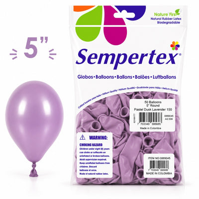 Sempertex Latex Balloons - Pastel Dusk Lavender - Pack Of 50 - 5 Inch (Uninflated)