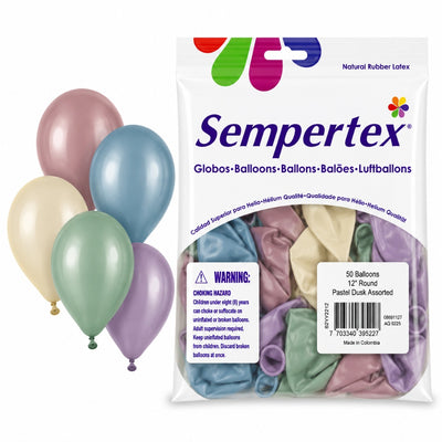 Sempertex Latex Balloons - Pastel Dusk Assorted Colours - Pack Of 50 - 12 Inch (Uninflated)