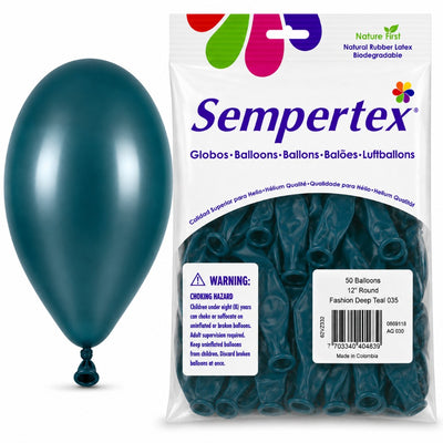 Sempertex Latex Balloons - Deep Teal - Pack Of 50 - 12 Inch (Uninflated)