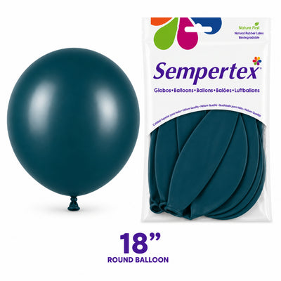 Sempertex Latex Balloons - Deep Teal - Pack Of 6 - 18 Inch (Uninflated)