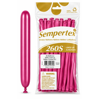 Sempertex Long Latex Twisting Balloons - Reflex Fuchsia - Pack Of 50 (Uninflated)