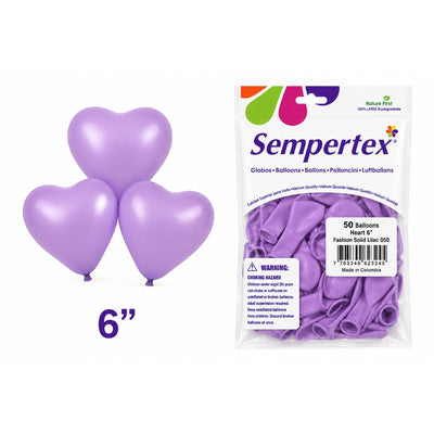 Sempertex Heart Shape Latex Balloons - Lilac - Pack Of 50 - 6 Inch (Uninflated)